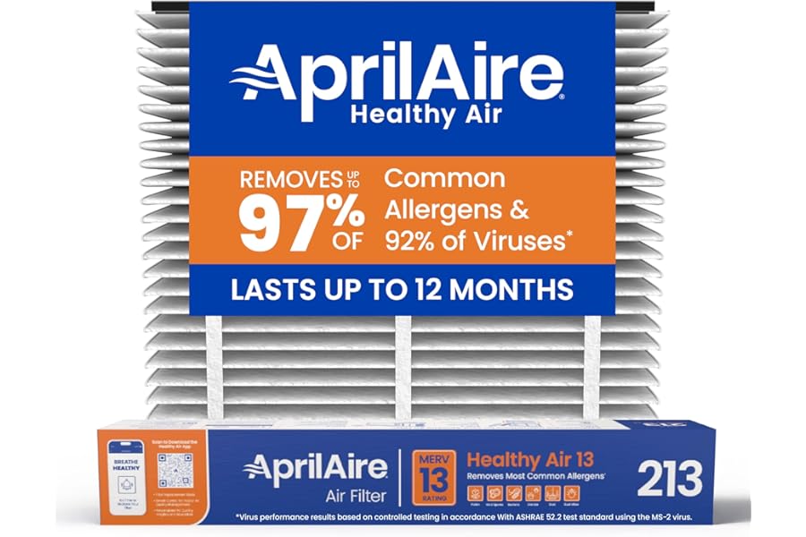 Genuine AprilAire 213 Replacement Filter for AprilAire Whole-House Air Purifiers - MERV 13, Healthy Home Allergy, 20x25x4 Air Filter (Pack of 1)