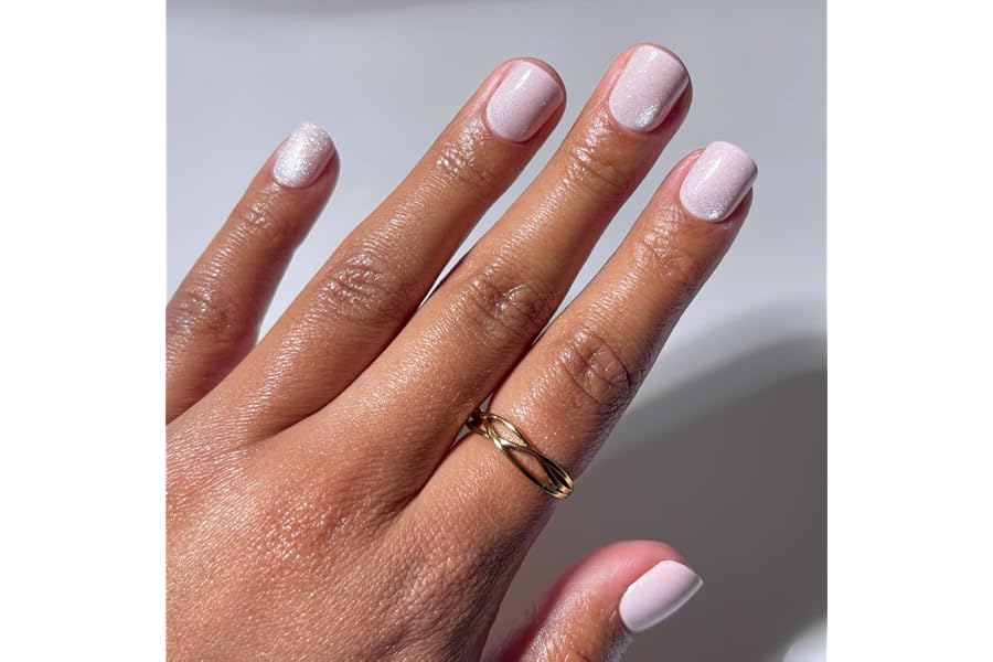 Glamnetic Press On Nails - Extra Short Fake Nails | Velvet Pink Shimmer Press On Nails, Salon Quality Kit with Glue | Pink Legacy - 30 Nail Set in 12 Sizes