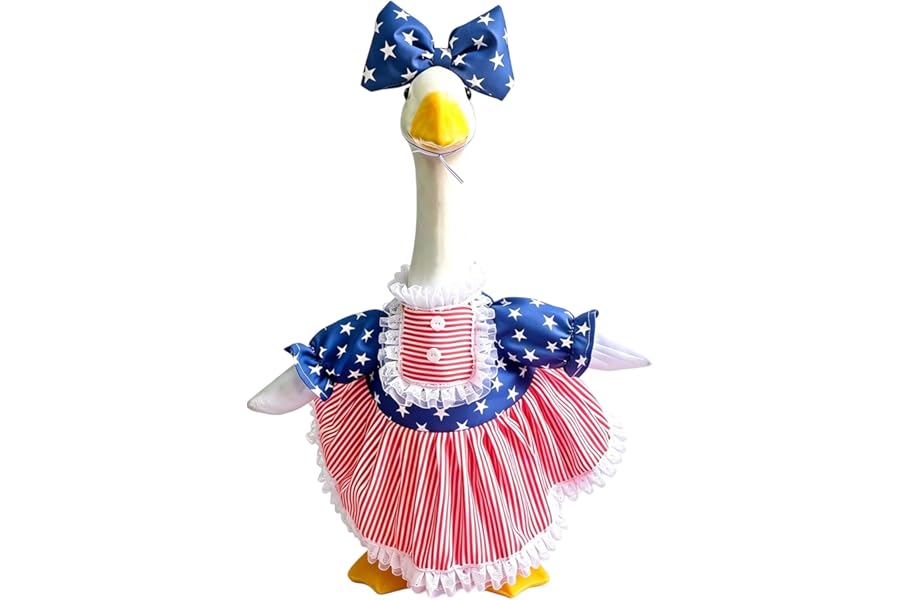 Go Ho 4th of July Porch Goose Outfit, American Flag Patriotic Clothes for 23 Inch Porch Goose Statue, Summer Sculpture Clothes for 250th Anniversary USA Outdoor Lawn Garden Patio Decoration