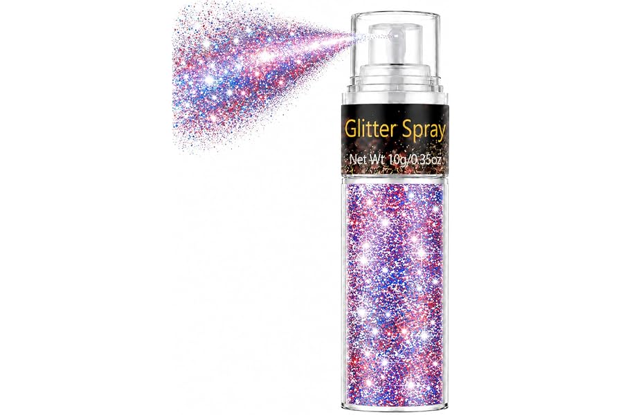 Go Ho Red White and Blue Glitter Spray – Hair&Face&Body Glitter Powder,USA Flag Patriotic Sparkle Powder for 4th of July Inde