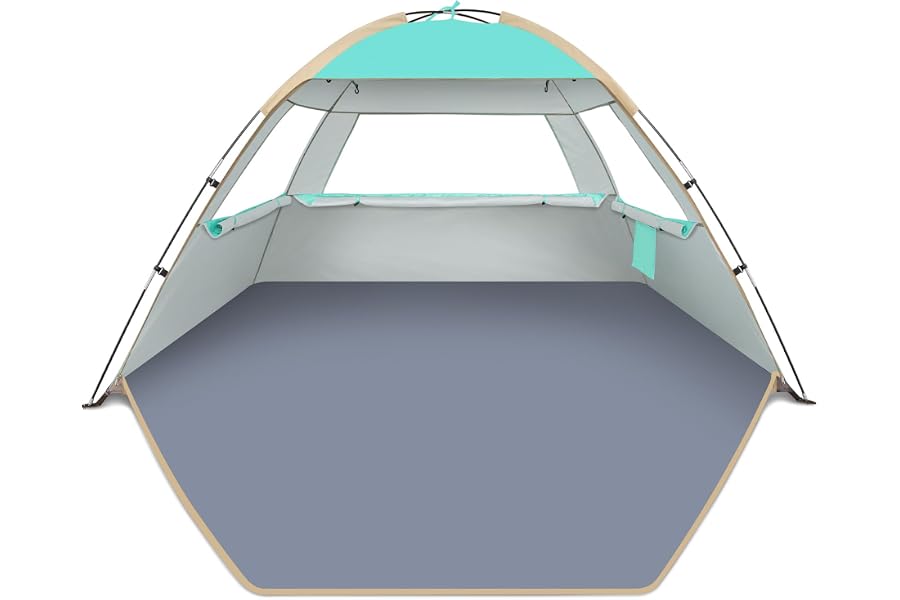Gorich Beach Tent Sun Shelter for 3/4/6/8/10 Person with UPF 50＋ UV Protection, Lightweight & Easy Setup Beach Shade Canopy, Portable Beach Shade Tent Beach Cabana