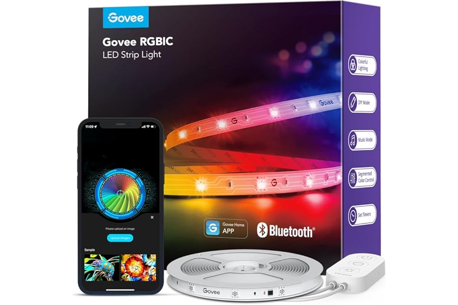 Govee RGBIC LED Strip Lights, Smart LED Lights for Bedroom, Bluetooth LED Lights APP Control, DIY Multiple Colors on One Line, Color Changing LED Strip Lighting Music Sync, Home Decor, 16.4ft