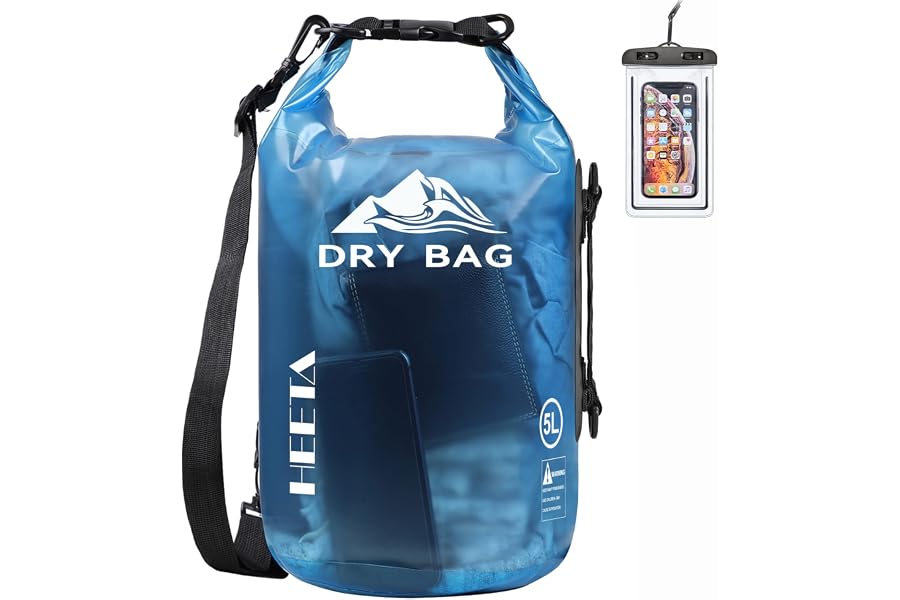 HEETA Dry Bag Waterproof for Women Men, 5L/10L/20L/30L/40L Roll Top Lightweight Dry Storage Bag Backpack with Phone Case for Travel Swimming Boating Kayaking Paddle Board Camping Beach Accessories