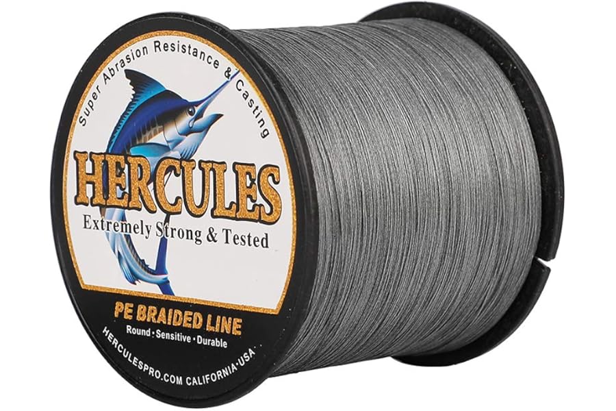 HERCULES Cost-Effective Super Cast 8 Strands Braided Fishing Line 10LB to 300LB Test for Salt-Water,109/328/547/1094 Yards(100M/300M/500M/1000M),Diam.#0.12MM-1.2MM,Hi-Grade Performance,Variety Colors