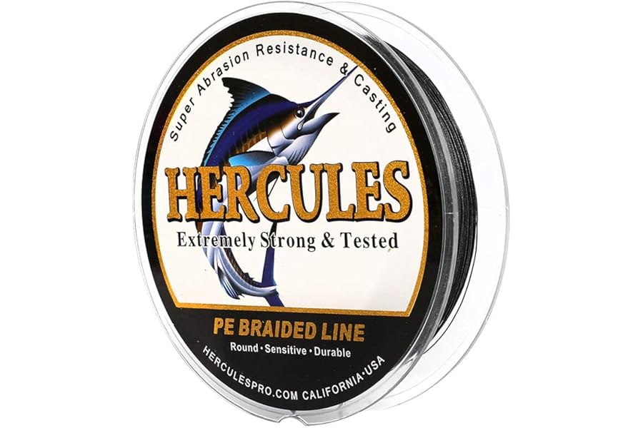 HERCULES Cost-Effective Super Cast 8 Strands Braided Fishing Line 10LB to 300LB Test for Salt-Water,109/328/547/1094 Yards(100M/300M/500M/1000M),Diam.#0.12MM-1.2MM,Hi-Grade Performance,Variety Colors
