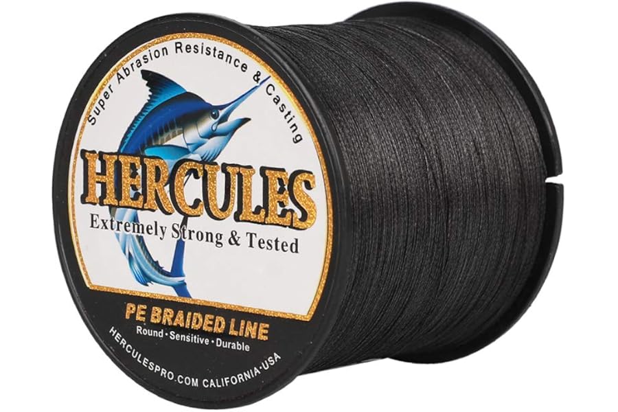 HERCULES Cost-Effective Super Cast 8 Strands Braided Fishing Line 10LB to 300LB Test for Salt-Water,109/328/547/1094 Yards(100M/300M/500M/1000M),Diam.#0.12MM-1.2MM,Hi-Grade Performance,Variety Colors