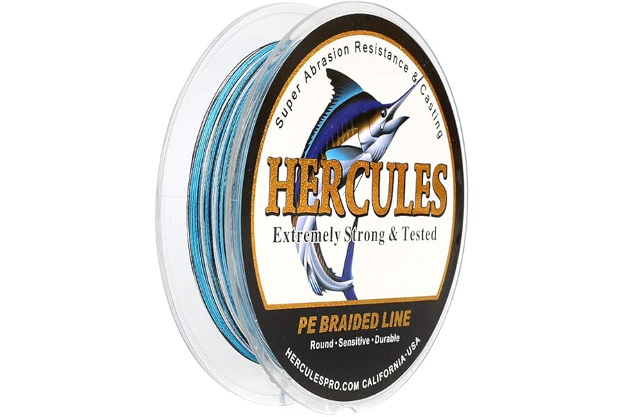 HERCULES Cost-Effective Super Strong 4 Strands Braided Fishing Line 6LB to 100LB Test for Salt-Water, 109/328 / 547/1094 Yards (100M / 300M / 500M / 1000M), Diam# 0.08MM - 0.55MM, Hi-Grade