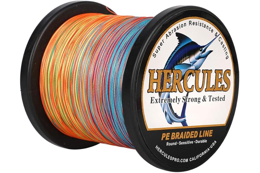 HERCULES Cost-Effective Super Strong 4 Strands Braided Fishing Line 6LB to 100LB Test for Salt-Water, 109/328 / 547/1094 Yards (100M / 300M / 500M / 1000M), Diam# 0.08MM - 0.55MM, Hi-Grade
