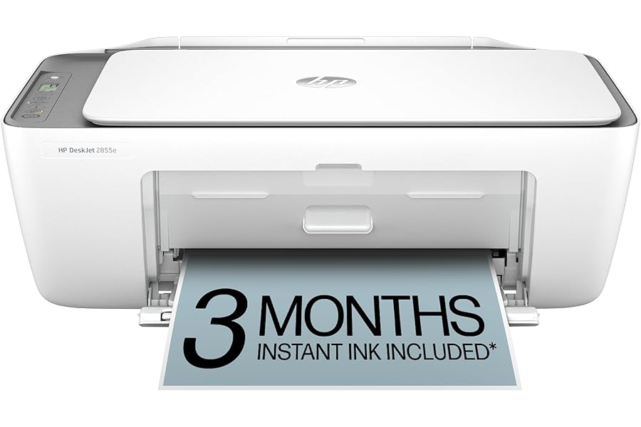 HP DeskJet 2855e Wireless All-in-One Color Inkjet Printer, Scanner, Copier, Best-for-home, 3 month Instant Ink trial included. This printer is only 2.4 ghz capable. (588S5A)