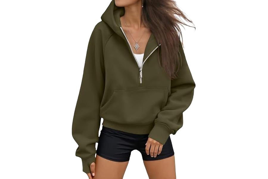 HYYGOCCTV Women Cropped Raglan Half Zip Hoodie Long Sleeve Pullover Slim Casual Street Fall Sweatshirts With Pockets