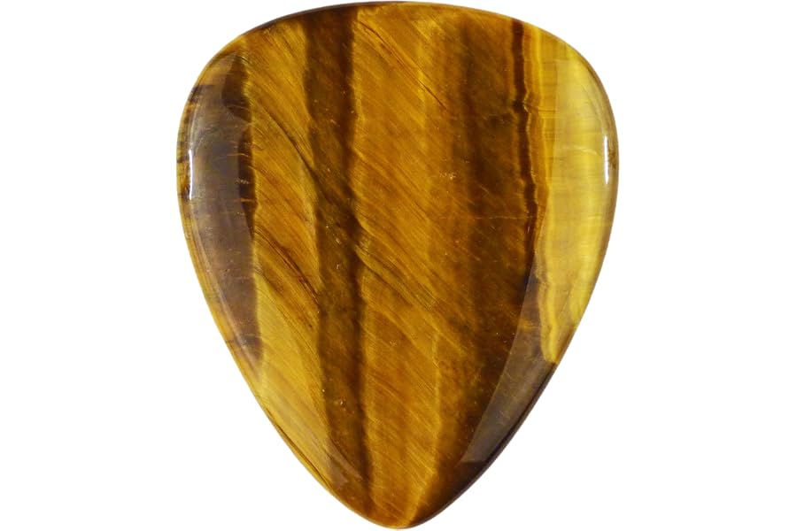 Handcrafted Yellow Tiger's Eye Stone Plectrum - 3.0 mm Ultra Heavy Gauge - 351 Shape - Exotic Guitar or Bass Pick by Yellow Tiger