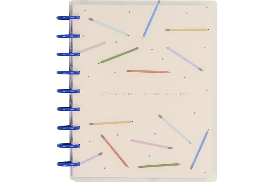 Happy Planner Disc-Bound Planner July 2026–June 2027, Classic Size | Includes 3 extra months and 2 sticker sheets, 7" x 9.25", Teacher Layout, Teacher Notes theme