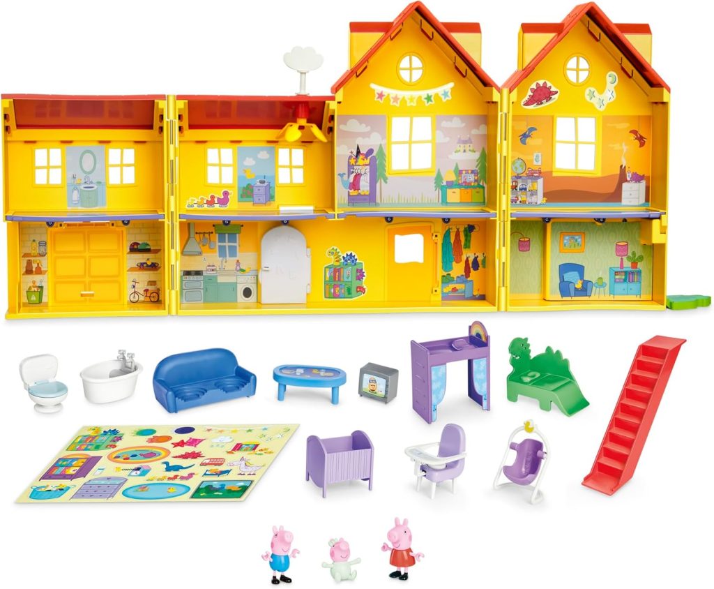 Hasbro Peppa Pig, Gran Casa Familiar de Peppa, Juguetes para Niñas y Niños, Casa de Muñecas, 11 Accesorios, 3 Figuras de Animales Color Rosa, Regalo para Fans de la Serie a Partir de 3 Años
