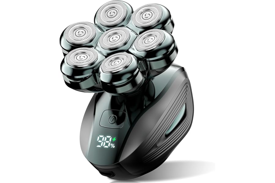 𝟕𝟎%𝐨𝐟𝐟 Head Shavers for Bald Men: 𝟕𝐃 𝐅𝐥𝐨𝐚𝐭𝐢𝐧𝐠 Electric Razor with Magnetic Removable Head, IPX7 Waterproof Shaver, LED Display & Type-C Fast Charging - Sea Green