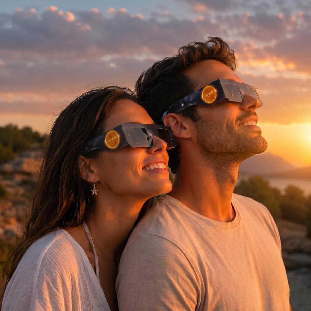 HelioSecure Gafas Eclipse Solar Pack 2 – Homologadas CE – EN ISO 12312-2:2015 – Con Instrucciones y Funda Protectora