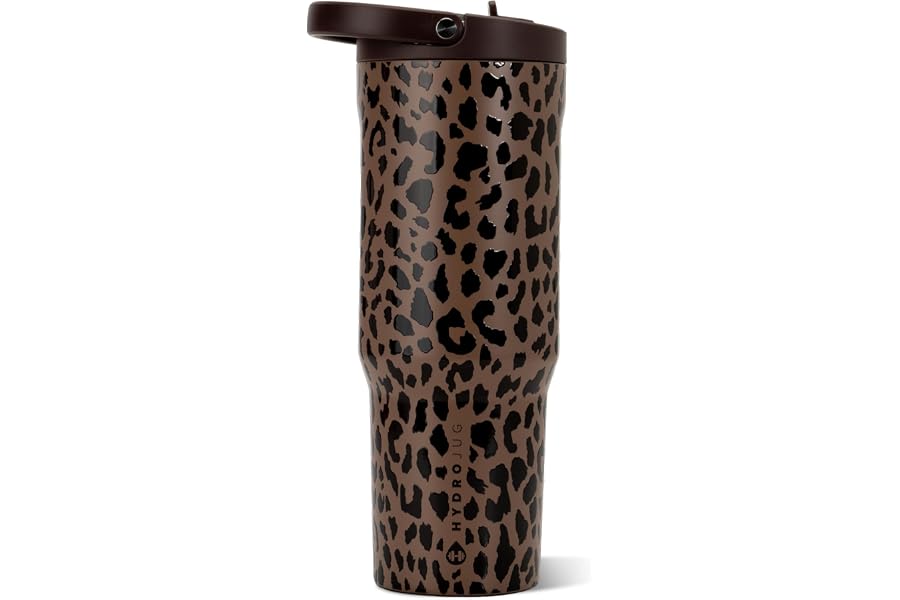 HydroJug Sport 40 oz Insulated Stainless Steel Water Bottle, Brown Leopard