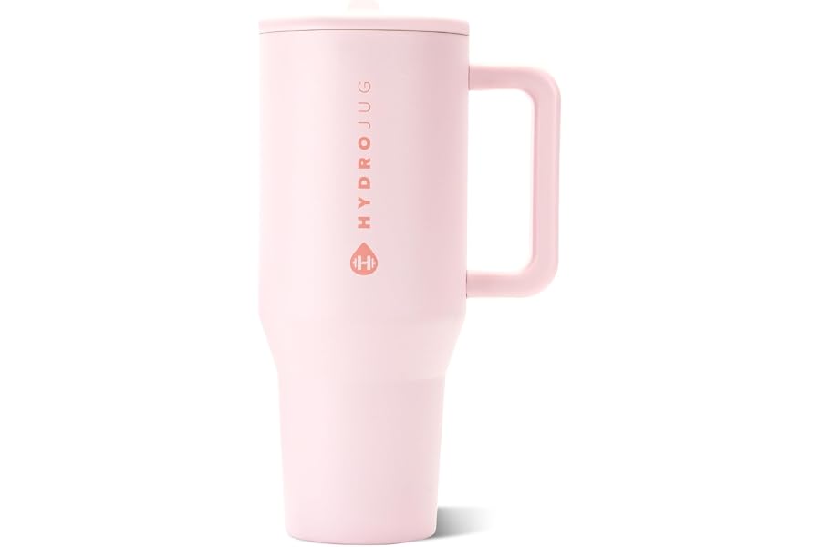 HydroJug Traveler 40oz, Insulated Tumbler with Handle & Straw, Pink Sand