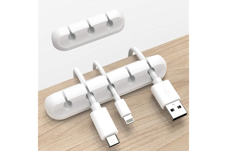 INCHOR White Cable Clips, Cord Organizer Cable Management, Cable Organizers USB Cable Holder Wire Organizer Cord Clips, 2 Packs Cable Straps for Desk Car Home and Office (5, 3 Slots)