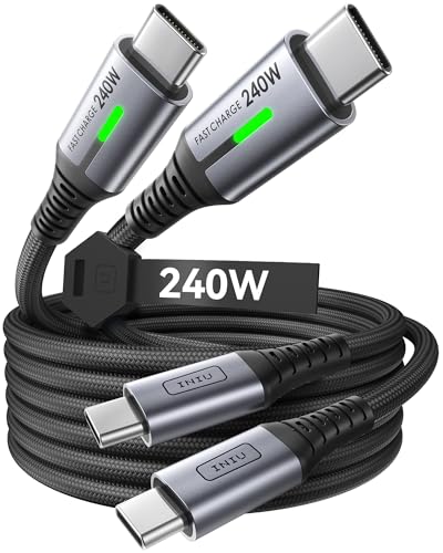 INIU 240W USB C-kabel, [2-pack 2m] PD-snellaadkabel USBC naar USBC, nylon gevlochten oplaadkabel USB-C-oplader voor iPhone 17 16 15 Pro Max Samsung Galaxy S25 S24 iPad Pro MacBook Air Tablet etc