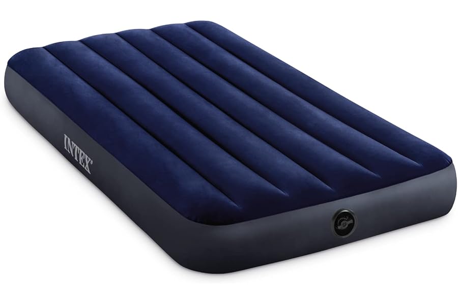 Intex 64757E Dura-Beam Standard Downy Air Mattress: Fiber-Tech - Twin Size - 10in Bed Height - 300lb Weight Capacity - Pump Sold Separately