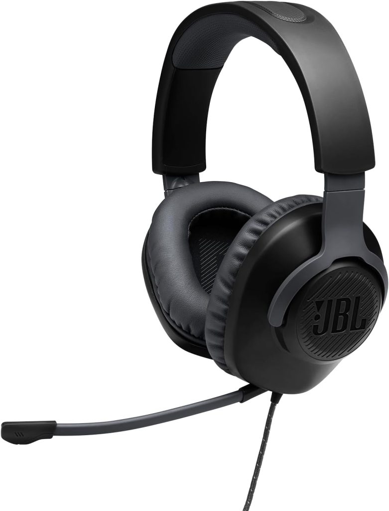 JBL Quantum 100 – Casque gaming filaire avec micro détachable – Accessoire gamer léger et confortable – Compatible avec plusieurs plateformes – Couleur : Noir