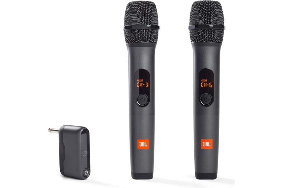 JBL Wireless Two Microphone System with Dual-Channel Receiver, Black