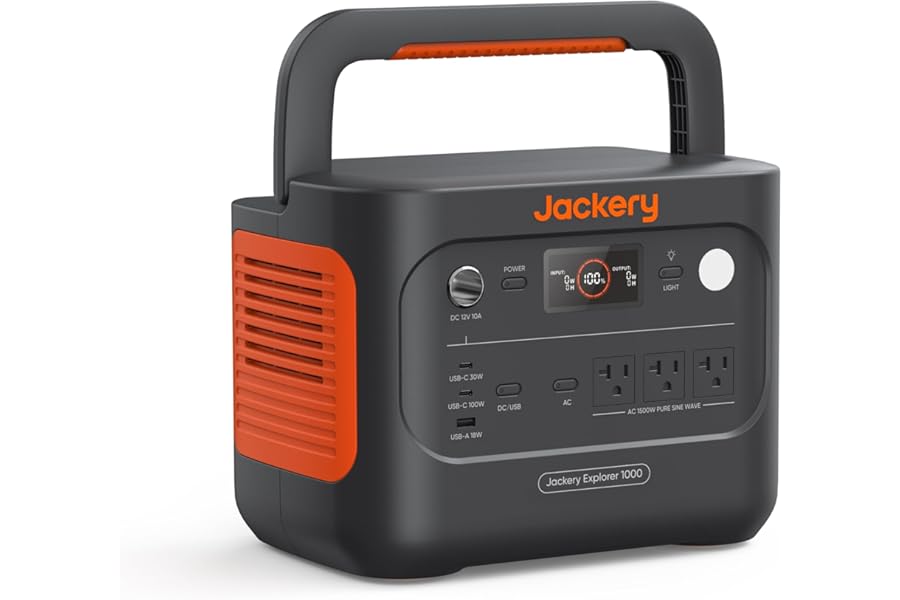 Jackery Explorer 1000 v2 Portable Power Station,1070Wh,1500W | 1 Hr Fast Charge, LiFePO4 Battery, 100W USB-C Output, Solar Generator for Camping, Emergency, RV (Solar Panel Optional)