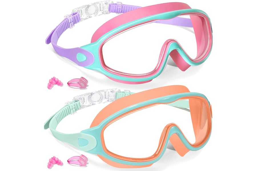 Keary 2 Pack Kids Swim Goggles for 3-15 UV Protection Anti-Fog Pool Water Swimming Goggles for Boys Girls Youth Toddler
