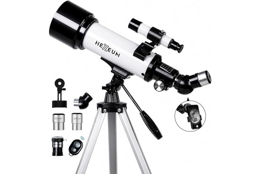 Koolpte 70mm 500mm Telescope for Kids & Beginners, AZ Mount Moon Viewing | 70mm 500mm telescope for kids and beginners; fully multi-coated optics, family stargazing kit with phone adapter and bag.