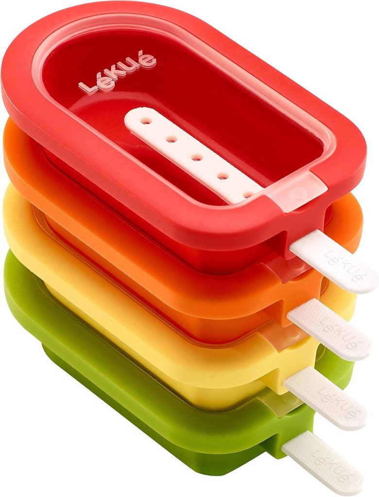 Lékué Kit 4 Moldes Mini Polo apilable, silicona platino Multicolor 60 ml x 4