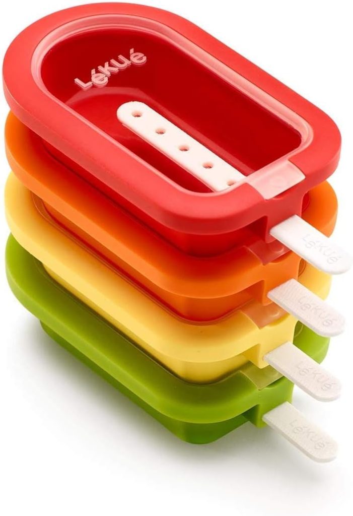 Lékué Pack moldes helado apilables Classic, Silicona platino Multicolor, 4 unidades