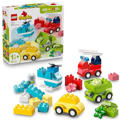 LEGO DUPLO Creatieve Voertuigen – Educatief Speelgoed voor Peuters met Auto’s en Vrachtwagens – Stimuleert Fijne Motoriek – Verjaardagscadeau voor Baby’s, Jongens en Meisjes vanaf 1 Jaar – 10474