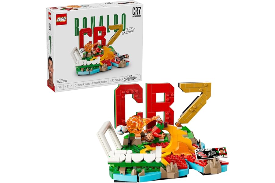LEGO Editions Cristiano Ronaldo – Soccer Highlights - Building Set for Boys & Girls, Ages 10+ - Collectible Soccer Gift with Plaque - Kids Bedroom or Shelf Decor - 43012