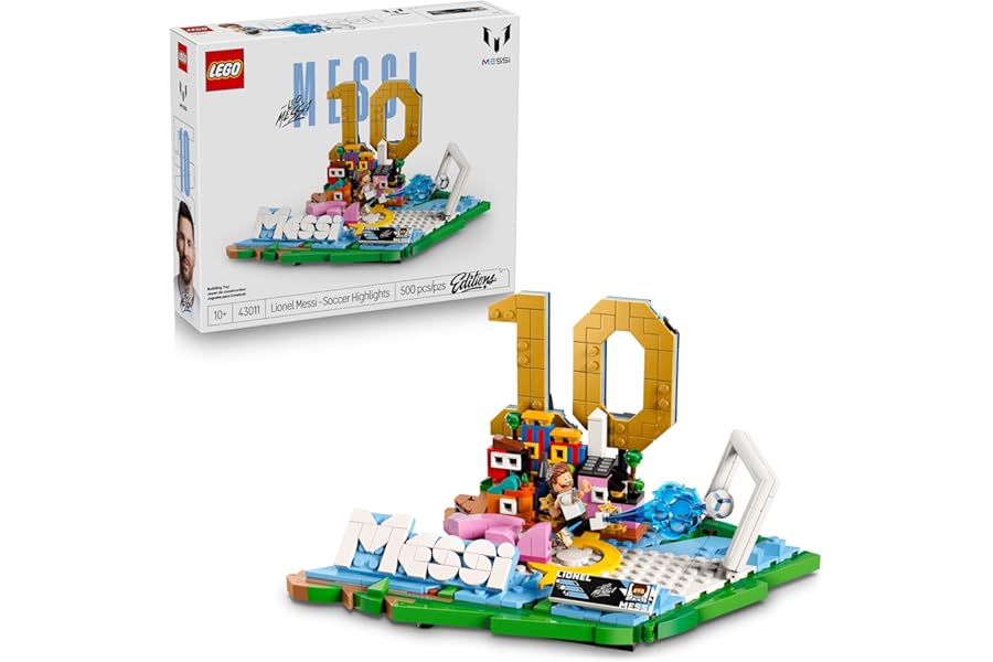LEGO Editions Lionel Messi – Soccer Highlights - Building Set for Boys & Girls, Ages 10+ - Collectible Soccer Gift with Plaque - Kids Bedroom or Shelf Decor - 43011