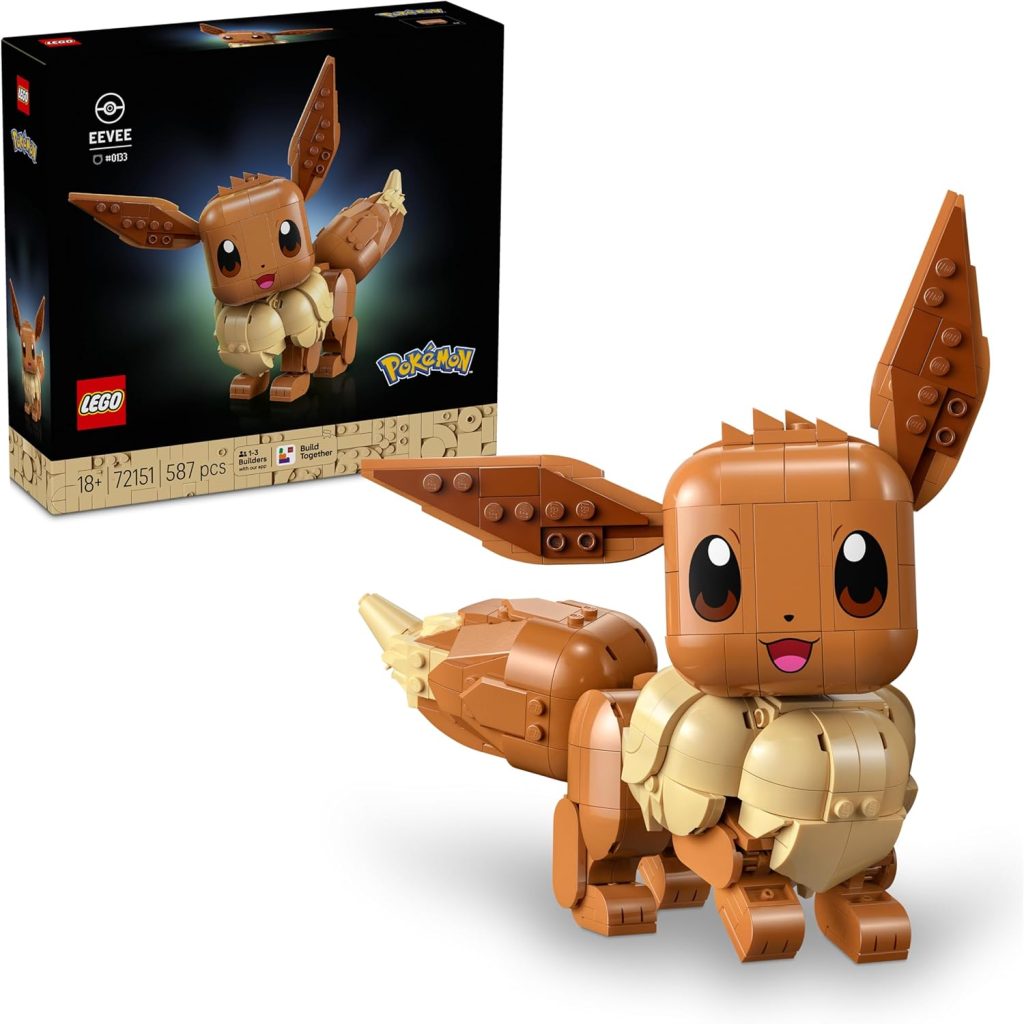 LEGO Pokémon Eevee - Kit de Construcción para Adultos - Maqueta 3D de Puzzle Anime - Figura Articulada con Extremidades, Orejas y Cola Móviles - Decoración de la Habitación - Regalo Gamer - 72151