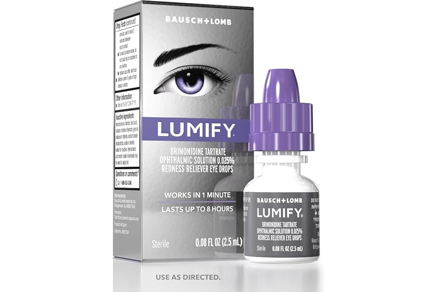 LUMIFY Eye Drops for Red Eyes, Redness Reliever for Brighter Looking Eyes, Works in 1 Minute & Lasts Up to 8 Hours, Eye Drops, 0.08 Fl Oz (2.5 mL)