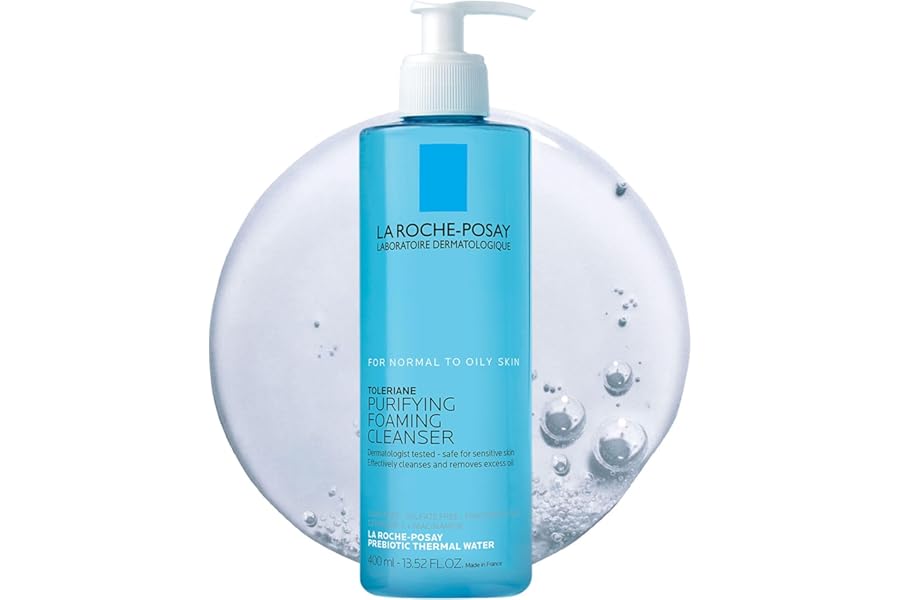 La Roche-Posay Toleriane Purifying Foaming Facial Cleanser, 13.52oz | Oil free face wash for sensitive skin with niacinamide and ceramides. Pore cleanser that won’t dry out skin and is soap free.