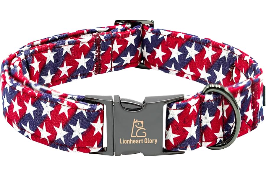 Lionheart glory American Flag Dog Collar, 4th of July Dog Collar Heavy Duty Adjustable Patriotic Pet Collars for Large Dogs Pet Gift Summer Independence Day