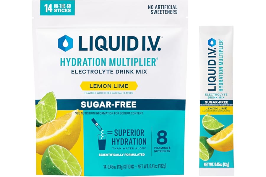 Liquid I.V. Hydration Multiplier Sugar-Free - Lemon Lime | Electrolyte Powder Drink Mix | 1 Pack (14 Servings)