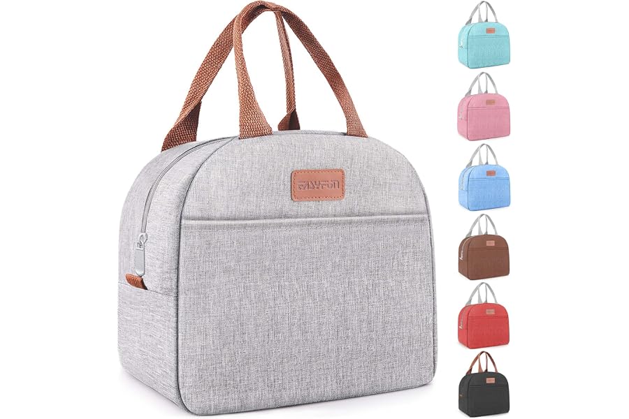 Lunch Bag for Women & Men Adult Insulated Lunch Box, Small Leakproof Cooler Food Lunch Containers Reusable High Capacity Lunch Tote Bags for Work, Travel, Outdoor (Grey)