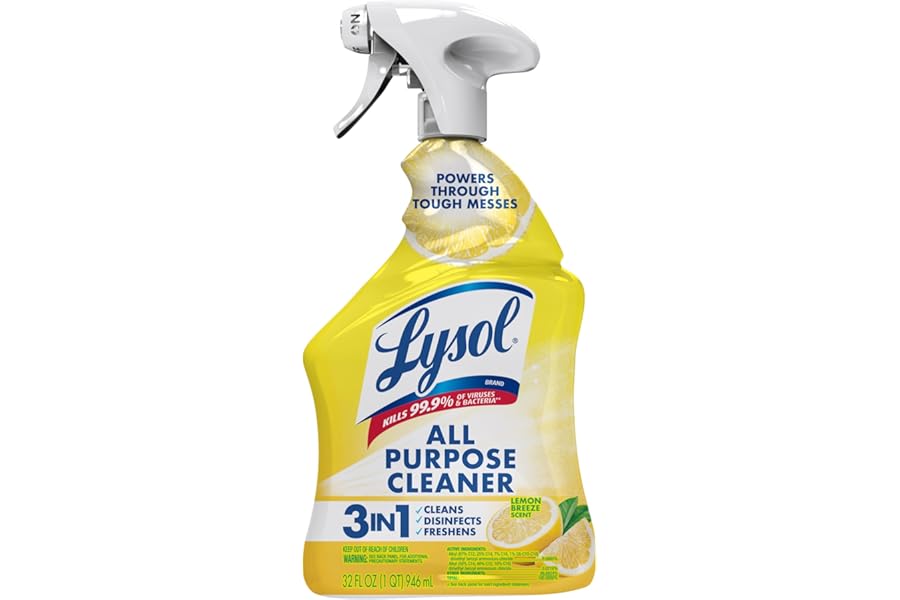 Lysol All Purpose Cleaner Spray, Multi-Purpose Disinfecting Spray, Kitchen & Bathroom Cleaner, Lemon Breeze Scent, 32 Fl Oz