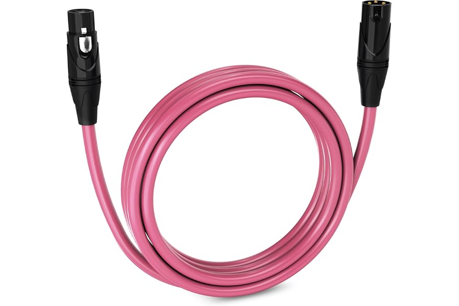LyxPro 10 Feet XLR Microphone Cable Balanced Male to Female 3 Pin Mic Cord for Powered Speakers Audio Interface Professional Pro Audio Performance and Recording Devices - Pink