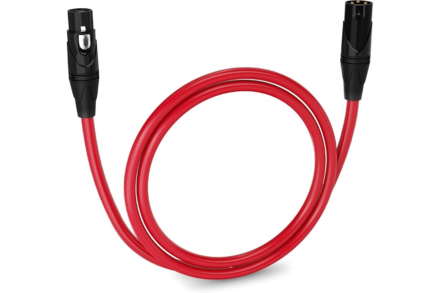 LyxPro 3 Feet XLR Microphone Cable Balanced Male to Female 3 Pin Mic Cord for Powered Speakers Audio Interface Professional Pro Audio Performance and Recording Devices - Red