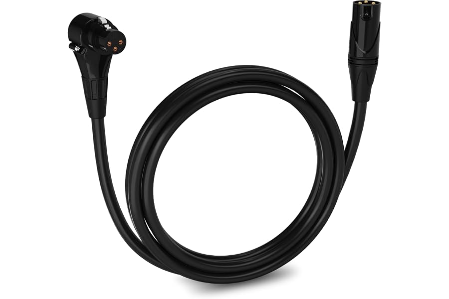 LyxPro 6 Feet Right Angle XLR Female to Male 3 Pin Mic Cord for Powered Speakers Audio Interface Professional Pro Audio Performance Camcorders DSLR Video Cameras and Recording Devices - Black
