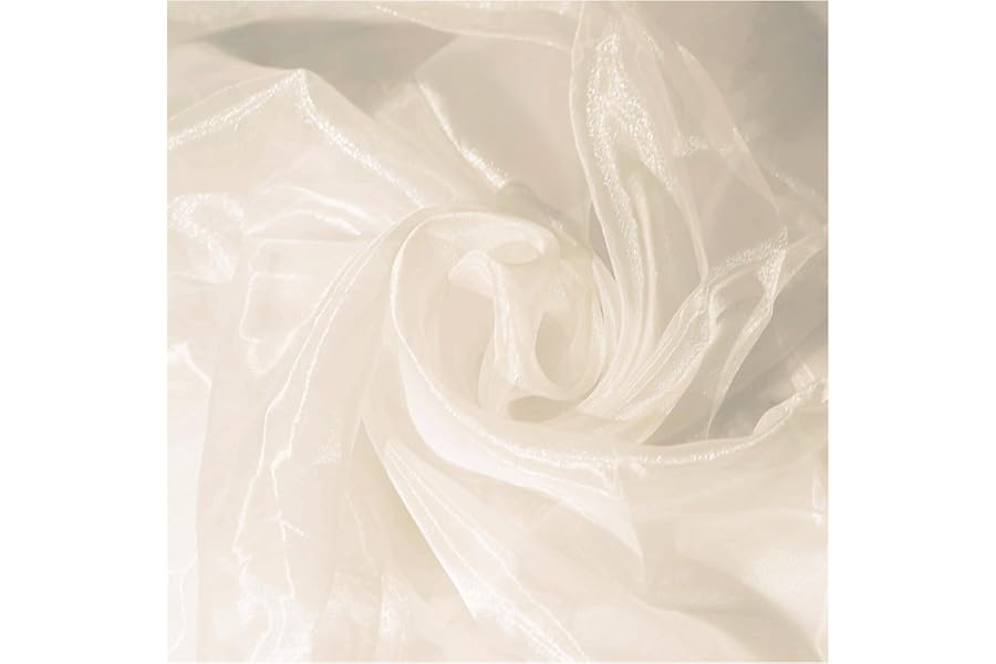 MDS® Pack of 5 Yard Sheer Organza Fabric for Wedding Party Home Event Banquet Decorations, Backdrop Curtain Craft Dress Sewing Fashion DIY Crystal Organza Tulle Fabric Bolt 44” Wide - Cream