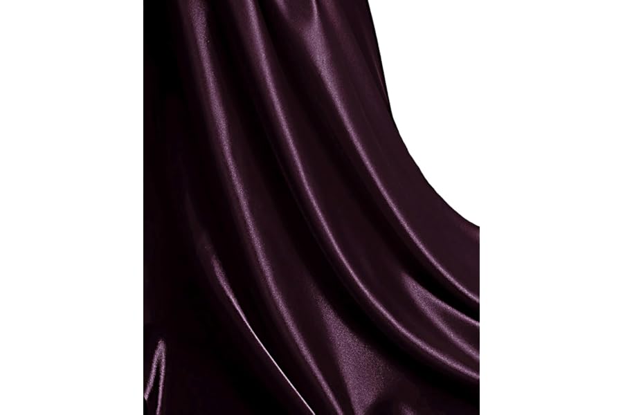 MDS Satin Fabric 5 Yards, 44" Wide, Silky Smooth Charmeuse Sateen Cloth for Wedding Arch Drapery Panel Backdrop Party Event Banquet Home Decoration Curtain Crafts DIY Sewing Costume - Plum