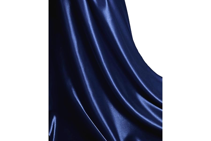 MDS Satin Fabric 5 Yards, 44" Wide, Silky Smooth Charmeuse Sateen Cloth for Wedding Arch Drapery Panel Backdrop Party Event Banquet Home Decoration Curtain Crafts DIY Sewing Costume - Navy Blue