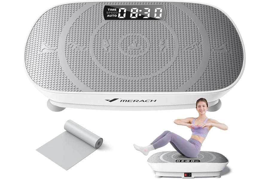 MERACH Vibration Plate Exercise Machine, Whole Body Workout Equipment for Women, Bluetooth and Silicone Pedal, Vibration Plate with Auto Mode, Vibrate Fitness Platform for Home