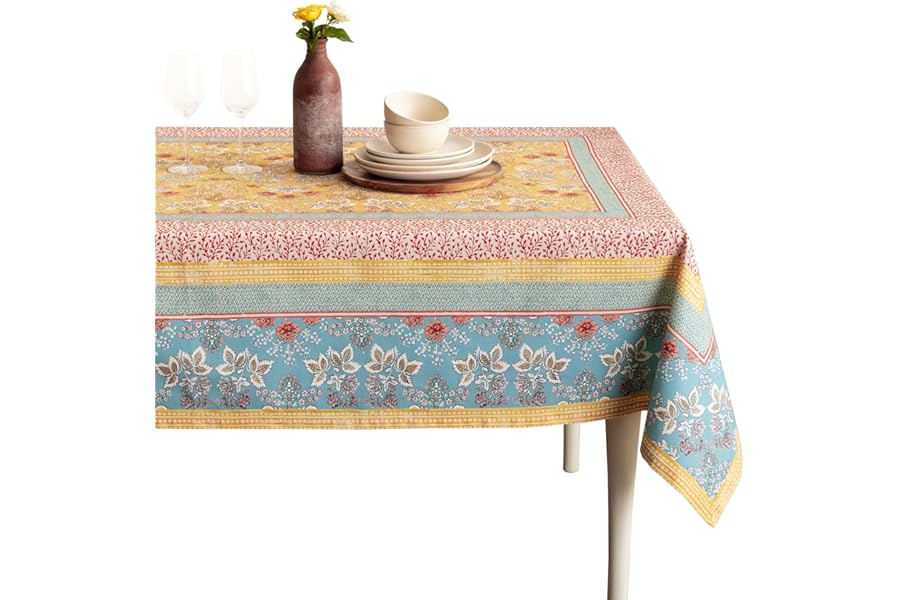 Maison d' Hermine Table Cloth Square Table Reusable 100% Cotton 54"x54" | Decorative for Dining Kitchen Room Farmhouse Party