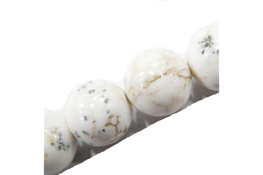 Malahill Gemstone Beads for Jewelry Making, Sold per Bag 5 Strands Inside, White Howlite Turquoise 8mm